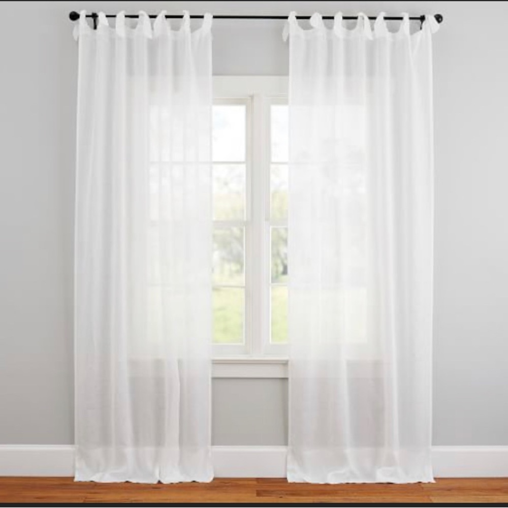 6 Pottery Barn Sheer Tie Top Curtain Panels
